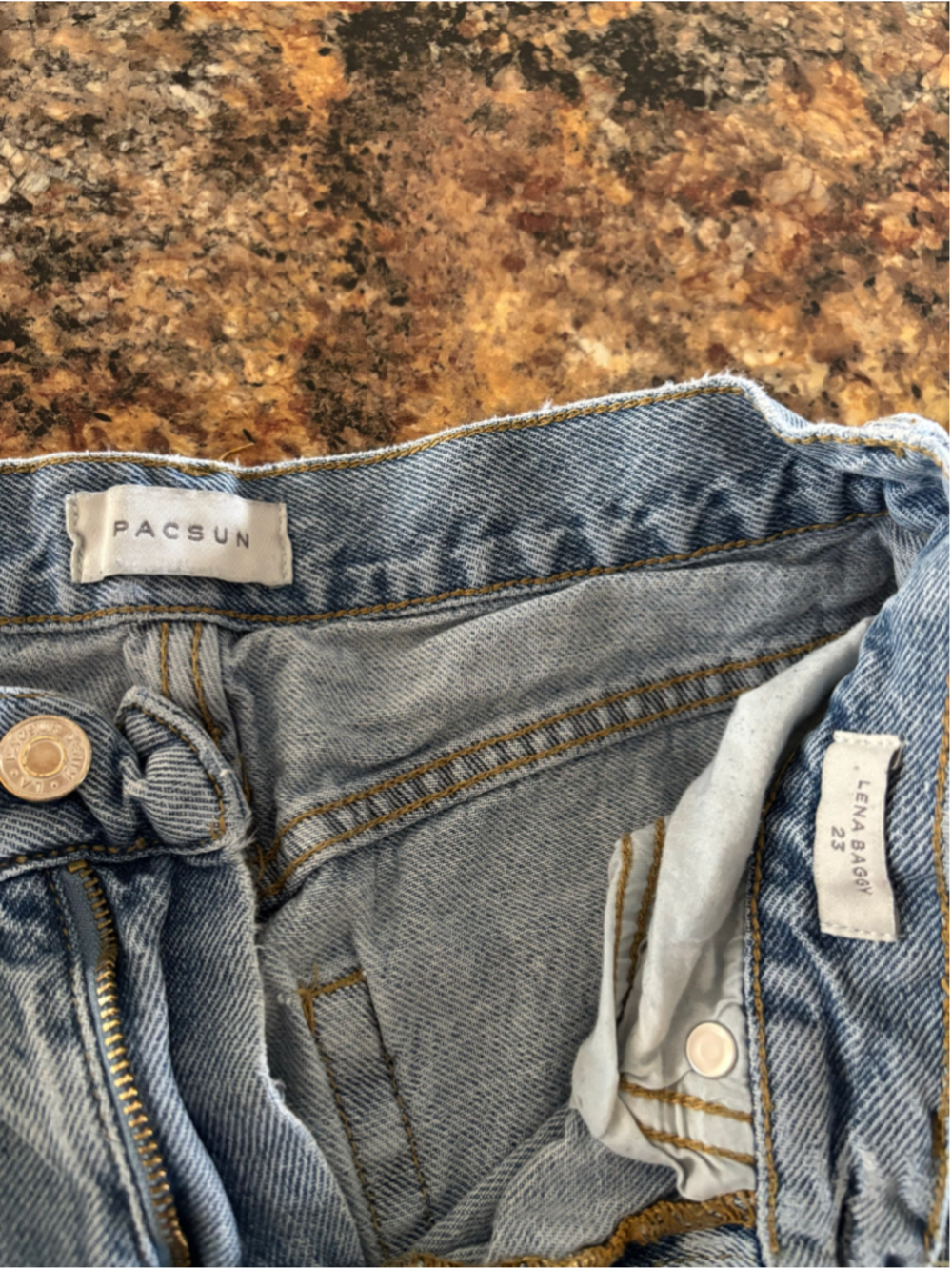 Women's PacSun Flare Jeans Size 23 Blue Raw Hem - Picture 3 of 7